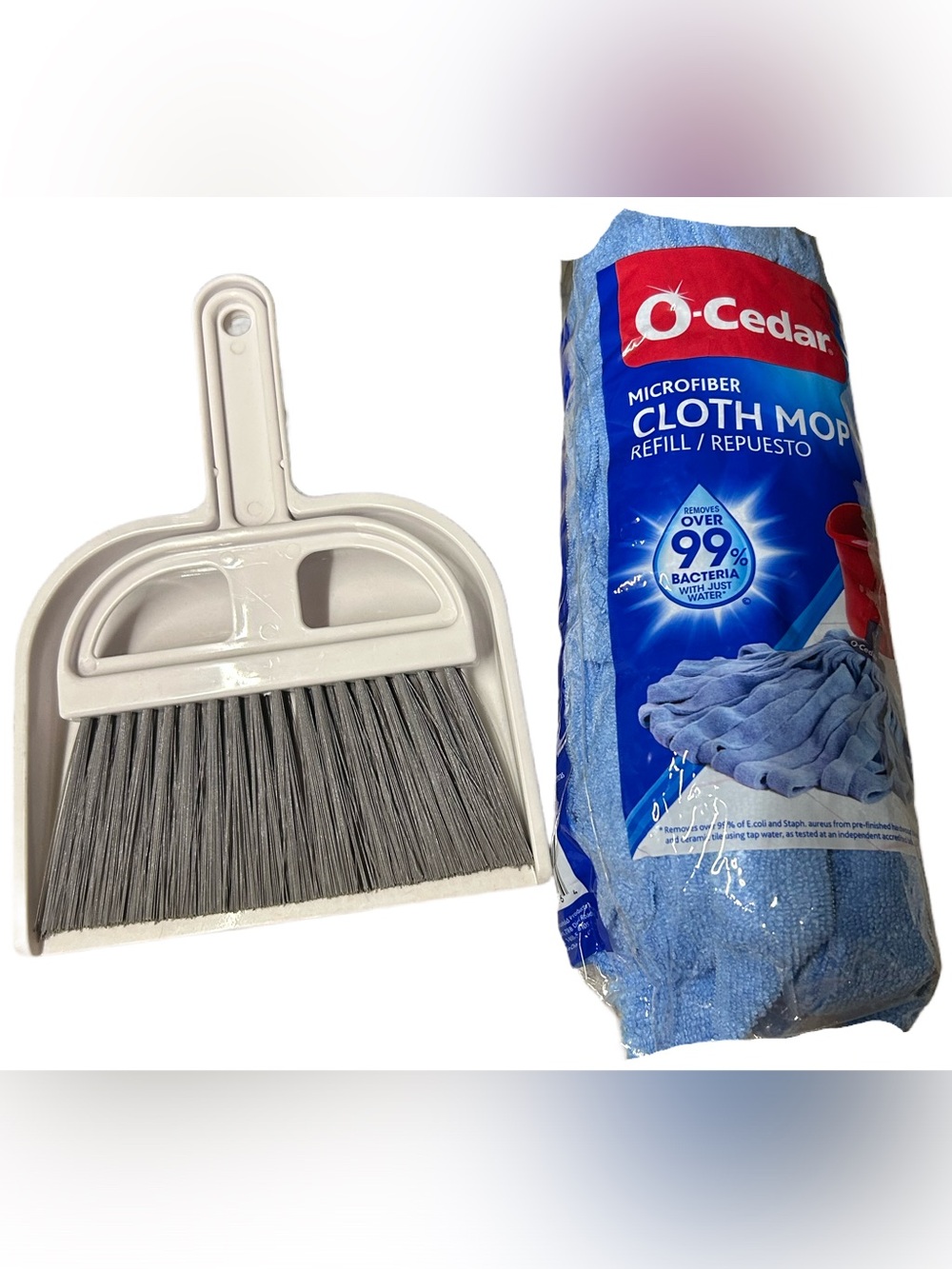 O-Cedar Microfiber Cloth Mop Refill + Dustpan & Brush Set - Blue & Gray
